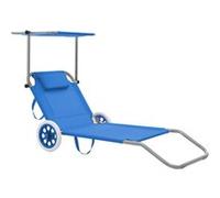 Chaise longue vidaxl L. 63 cm H. 55 cm bleu en acier non empilable pliable bleu G