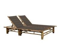 Chaise longue vidaxl marron L. 130 cm H. 87 cm en bambou non empilable non pliable bleu G