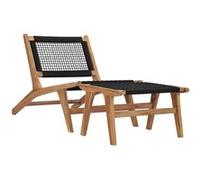 vidaXL Chaise longue avec repose-pied – Bois de teck solide & corde – Marron