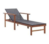 Chaise longue vidaxl noir H. 56 cm en bois massif L. 200 cm non empilable non pliable noir G