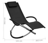 Chaise longue vidaxl noir H. 59.5 cm L. 121 cm en acier non empilable pliable gris G