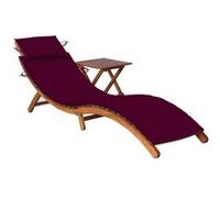 Lot de 2 Chaises Longues avec Table avec Coussins Transat Acacia Solide vidaXL
