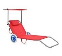 Chaise longue vidaxl rouge en acier H. 55 cm L. 146 cm non empilable pliable rouge G