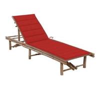 Chaise longue vidaxl rouge L. 200 cm H. 87 cm en bambou non pliable Rouge G