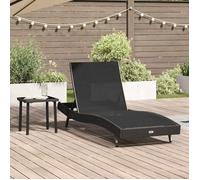 vidaXL Chaise longue 2 pcs Dossier réglable 4 positions Table latérale intégrée Noir polyrotin