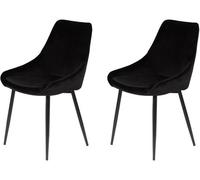 PRO LIVING Chaise Lot de 2 chaises Bari velour Noir Noir