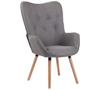Chaise Lounge Ashford en Tissu - Chaise Fauteuil avec Accoudoirs - Piètement en Bois de Chêne Nature - Couleur Gris Gris
