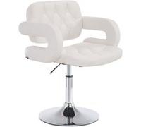 Chaise Lounge Dublin Similicuir - Piètement avec colonne centrale en métal chromé - Siège Blanc