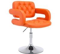 Chaise Lounge Dublin Similicuir - Piètement avec colonne centrale en métal chromé - Siège Orange