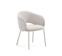 Chaise Maina beige avec pieds en acier et finition beige FSC Mix Credit