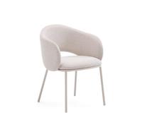 Chaise Maina beige avec pieds en acier et finition beige FSC Mix Credit