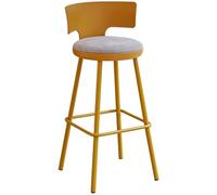 Chaise Mange Debout Modernes de 29,5 Pouces avec Dossier et Repose-Pieds, Chaise Vasagle Comptoir avec Similicuir et Pieds en Métal, Cadre en Fer Forgé Épais, pour Salle à Manger(Yellow)