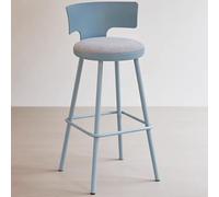 Chaise Mange Debout Modernes de 29,5 Pouces avec Dossier et Repose-Pieds, Chaise Vasagle Comptoir avec Similicuir et Pieds en Métal, Cadre en Fer Forgé Épais, pour Salle à Manger(Blue)