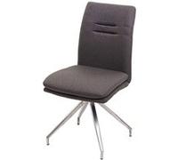 Chaise de salle à manger HWC-H70, chaise de cuisine, tissu, acier inoxydable brossé gris-brun