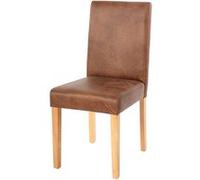 Mendler Chaise de salle à manger Littau – tissu simili-daim, pieds clairs marron