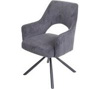 Chaise De Salle À Manger Hwc-K30, Pivotante Auto-Position, Tissu/Textile Cord Gris Foncé Multicolore