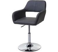 Chaise de salle à manger HWC-A50 III, style rétro années 50, similicuir gris, pied en métal aspect chromé