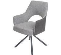 Chaise De Salle À Manger Hwc-K30, Chaise De Cuisine, Pivotante Auto-Position, Tissu/Textile Gris-Gris Foncé Multicolore