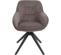 Chaise de salle à manger HWC-K28, chaise de cuisine rembourrée Chaise avec accoudoirs, pivotante, métal tissu/textile brun