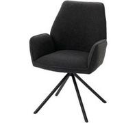 Mendler Chaise de salle à manger HWC-G67 – Accoudoir pivotant, tissu bouclé Öko-Tex MVG gris foncé