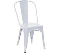 Chaise De Bistro En Métal Hwc-A73, Désign Industriel Métallique, Empilable Blanc Multicolore