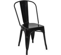 Chaise De Bistro En Métal Hwc-A73, Désign Industriel Métallique, Empilable Noir Multicolore