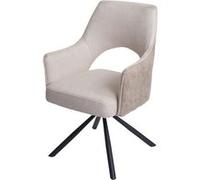 Chaise De Salle À Manger Hwc-K30, Chaise De Cuisine, Pivotante Auto-Position, Tissu/Textile Crème Multicolore