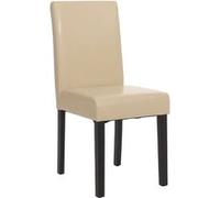 Chaise de salle à manger Littau, chaise de cuisine, cuir crème, pieds foncés