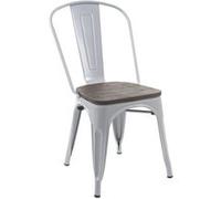 Chaise HWC-A73, avec siège en bois, chaise de bistro, métal, empilable, style industriel gris