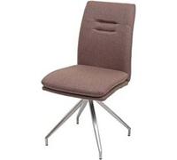 Chaise de salle à manger HWC-H70, chaise de cuisine, tissu, acier inoxydable brossé brun