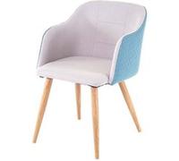 Chaise de salle à manger HWC-D71, chaise de cuisine, accoudoirs tissu/textile gris clair-turquoise