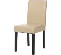 Chaise De Salle À Manger Littau, Chaise De Cuisine, Similicuir Crème, Pieds Foncés Beige