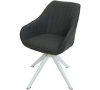 Chaise De Salle À Manger Hwc-K27, Chaise De Cuisine Avec Accoudoirs, Pivotante Tissu/Textile Gris Foncé Gris
