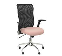 Chaise Minaya dossier en maille noire assise en bali rose pâle