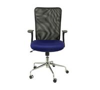 Chaise Minaya Mécanisme d'inclinaison tissu Bleu Maille Noir Structure chromée Accoudoirs relevables Sans appui-tête Roulettes en nylon 50 mm