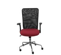 Chaise Minaya Mécanisme d'inclinaison tissu Bordeaux Maille Noir Structure chromée Accoudoirs relevables Sans appui-tête Roulettes en nylon 50 mm