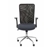 Chaise Minaya Mécanisme d'inclinaison tissu Gris foncé Maille Noir Structure chromée Accoudoirs relevables Sans appui-tête Roulettes en nylon 50 mm