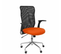 Chaise Minaya Mécanisme d'inclinaison tissu Orange foncé Maille Noir Structure chromée Accoudoirs relevables Sans appui-tête Roulettes en nylon 50 mm