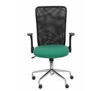 Chaise Minaya Mécanisme d'inclinaison tissu Vert émeraude Maille Noir Structure chromée Accoudoirs relevables Sans appui-tête Roulettes en nylon 50 mm