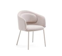 Chaise Minda beige avec pieds en acier et finition beige, crédit FSC Mix