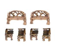 Chaise Miniature en Résine Marron, Décor Classique Réaliste pour Jardin