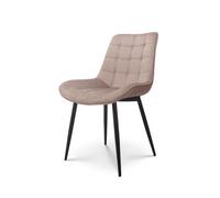 Kosmi Chaise Moderne en Tissu Velours Couleur Beige avec Pieds en Métal