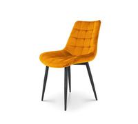 Kosmi Chaise Moderne en Tissu Velours Couleur Moutarde avec Pieds en Métal