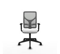 Chaise Motilla Synchro 3 positions tissu Blanc Maille Gris Base pyramidale noire Accoudoir 1D Sans appui-tête Roulettes 65mm nylon
