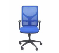 Chaise Motilla Synchro 3 positions tissu Bleu Base pyramidale noire Accoudoir 1D Sans appui-tête Roulettes 65mm nylon