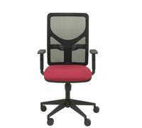 Chaise Motilla Synchro 3 positions tissu Bordeaux Maille Noir Base pyramidale noire Accoudoir 1D Sans appui-tête Roulettes 65mm nylon