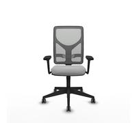 Chaise Motilla Synchro 3 positions tissu Gris clair Maille Gris Base pyramidale noire Accoudoir 3D Sans appui-tête Roulettes 65mm pour moquette