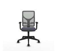 Chaise Motilla Synchro 3 positions tissu Gris foncé Maille Gris Base pyramidale noire Accoudoir 1D Sans appui-tête Roulettes 65mm nylon
