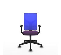 Chaise Motilla Synchro 3 positions tissu Pourpre Maille Bleu Base pyramidale noire Accoudoir 1D Sans appui-tête Roulettes 65mm nylon