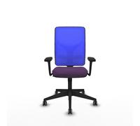 Chaise Motilla Synchro 3 positions tissu Pourpre Maille Bleu Base pyramidale noire Accoudoir 3D Sans appui-tête Roulettes 65mm pour moquette